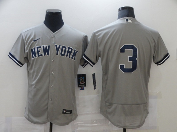 Men's New York Yankees #3 Babe Ruth Grey Flex Base Stitched MLB Jersey
